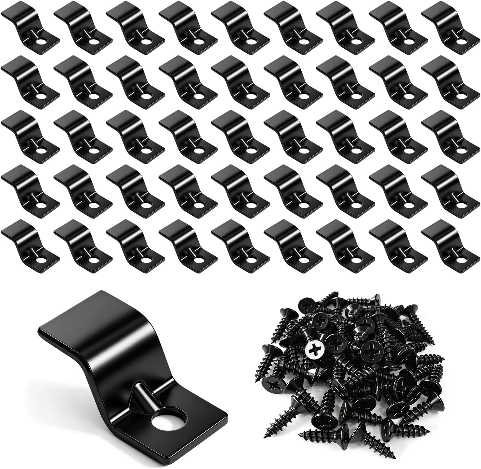 Table Top Fasteners, Z Clips for Table Tops 40 Packs (Black)