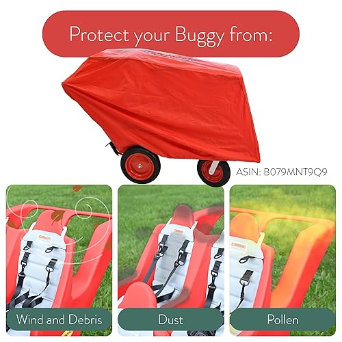 Miniatura 7 de Angeles 4 pasajeros Bye-Bye Buggy, asientos rojos-blanco, AFB6300F, guardería o cochecito preescolar para bebés, niños pequeños y niños, toldo se