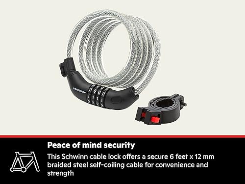Miniatura 2 de Schwinn - Cerradura antirrobo para bicicleta con varios niveles de seguridad, llave y combinación de bloqueo