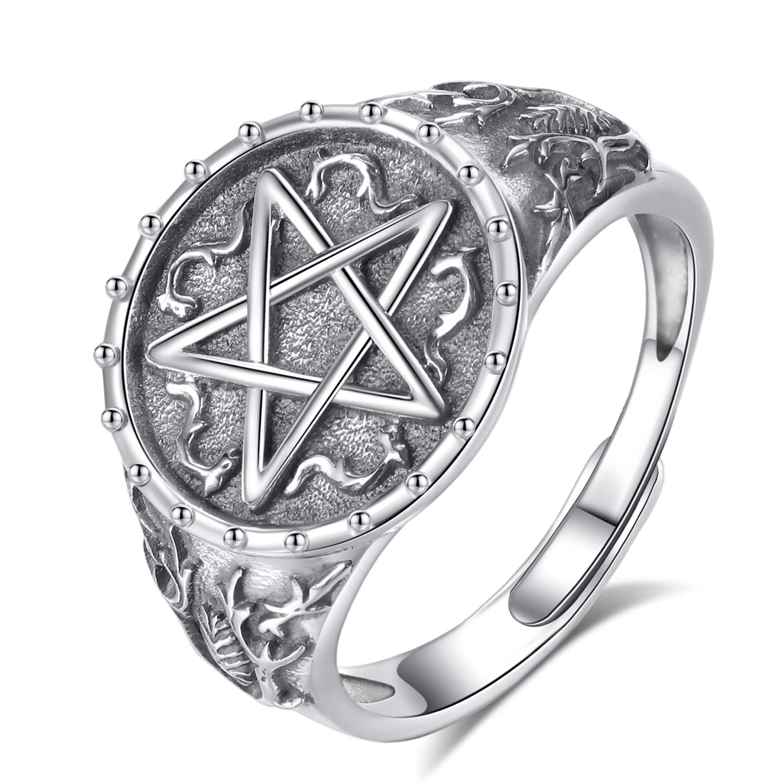 INFUSEUINFUSEU Anillo Talla Abierta, Ajustable Plata de Ley 925 Modelo 7-8 Anillo Dos Cabezas Serpiente/Gelada/Abrazo/Globina/Orangután/Dragón/Pentagrama Regalo Para Ella