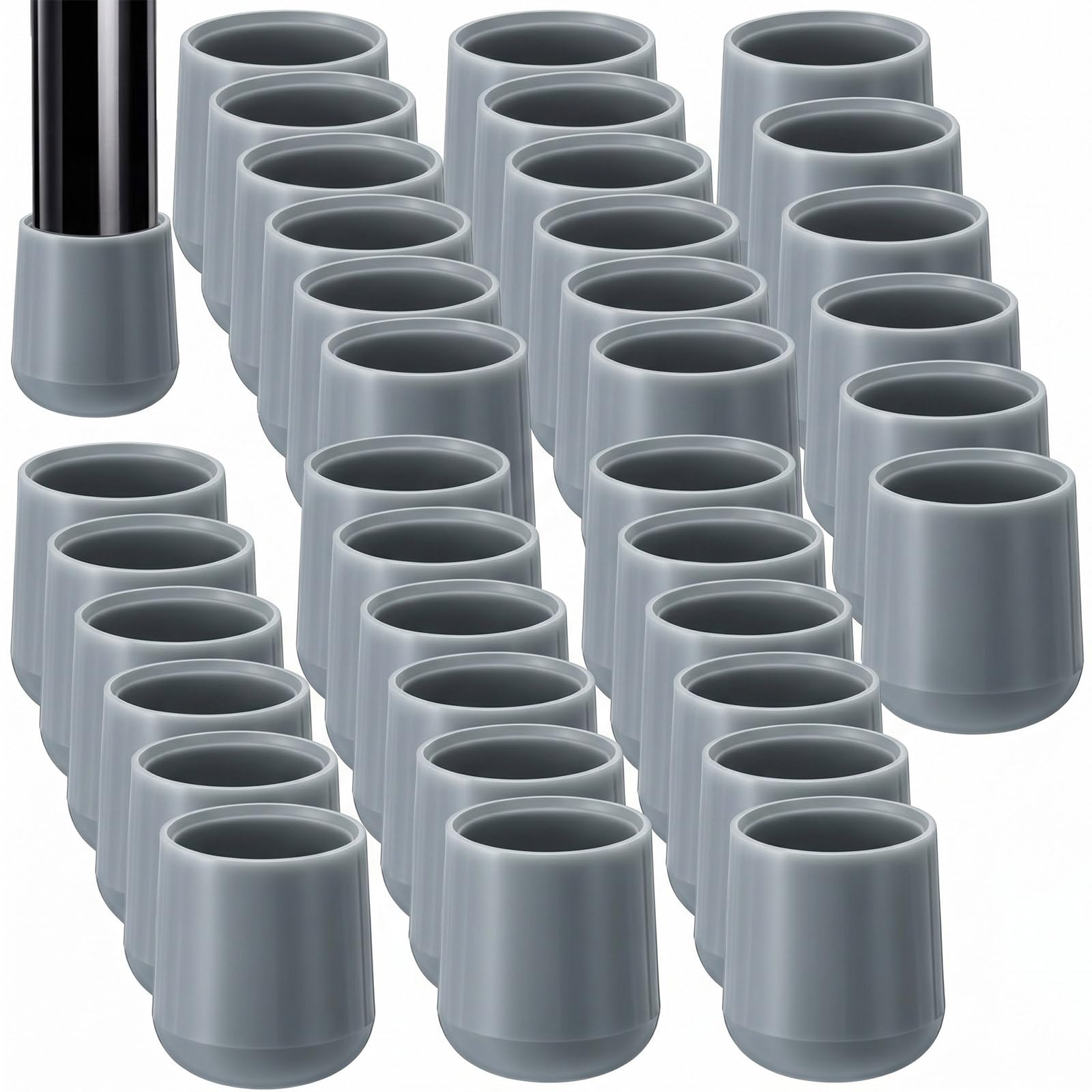 Protectores redondos de suelo para patas de silla de 1 pulgada Jetec, plástico gris antirayaduras