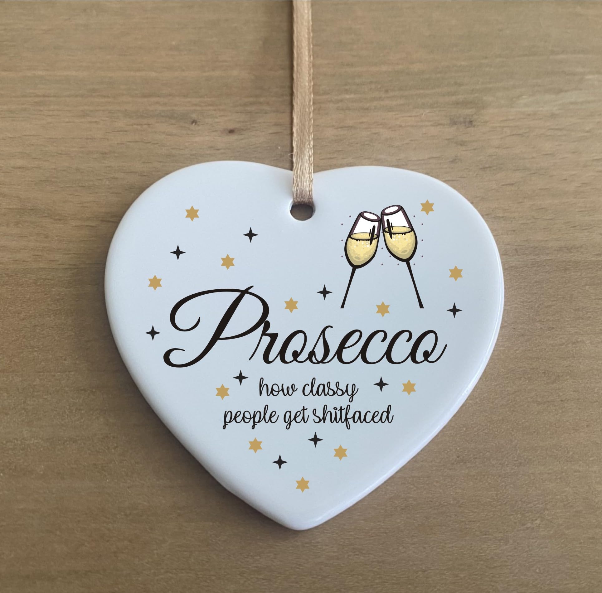 the grafix studio Prosecco Alcohol Funny Quote Ceramic Heart Shape Plaque Gift Sign cr95