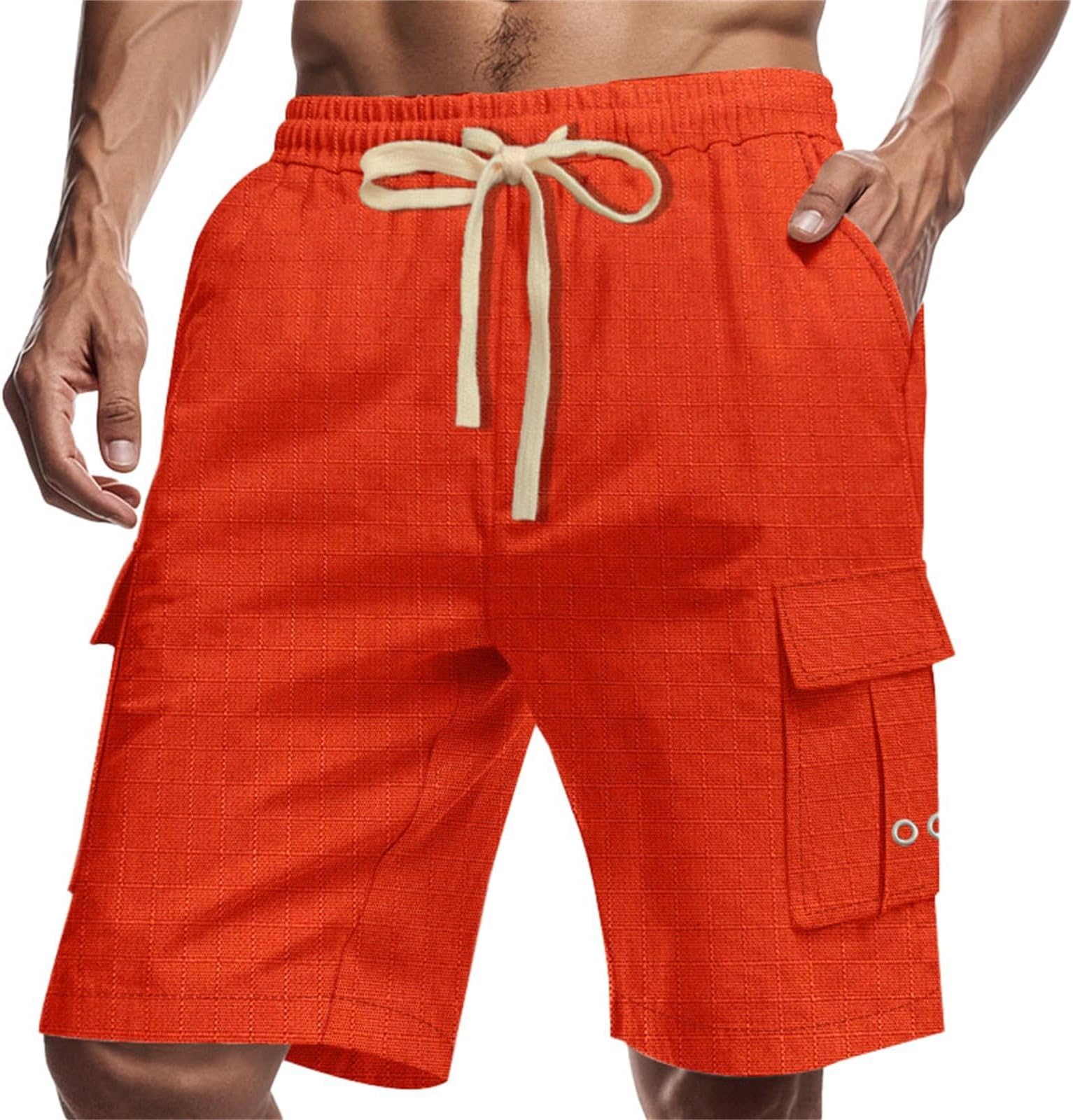 Mens Cargo Shorts Casual Elastic Waist Soprt Gym Joggers Plus Size Summer Relaxed Fit Workout Golf Shorts with Pocket