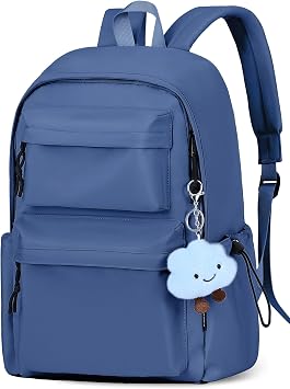 FIORETTO Backpack Womens School Bag Girls Boys, Lightweight Water-Resistant Fits 15.6 Laptop Large Capacity Rucksack with Anti-Theft Pocket, Ideal for School College Commuting Travel, Dark Blue