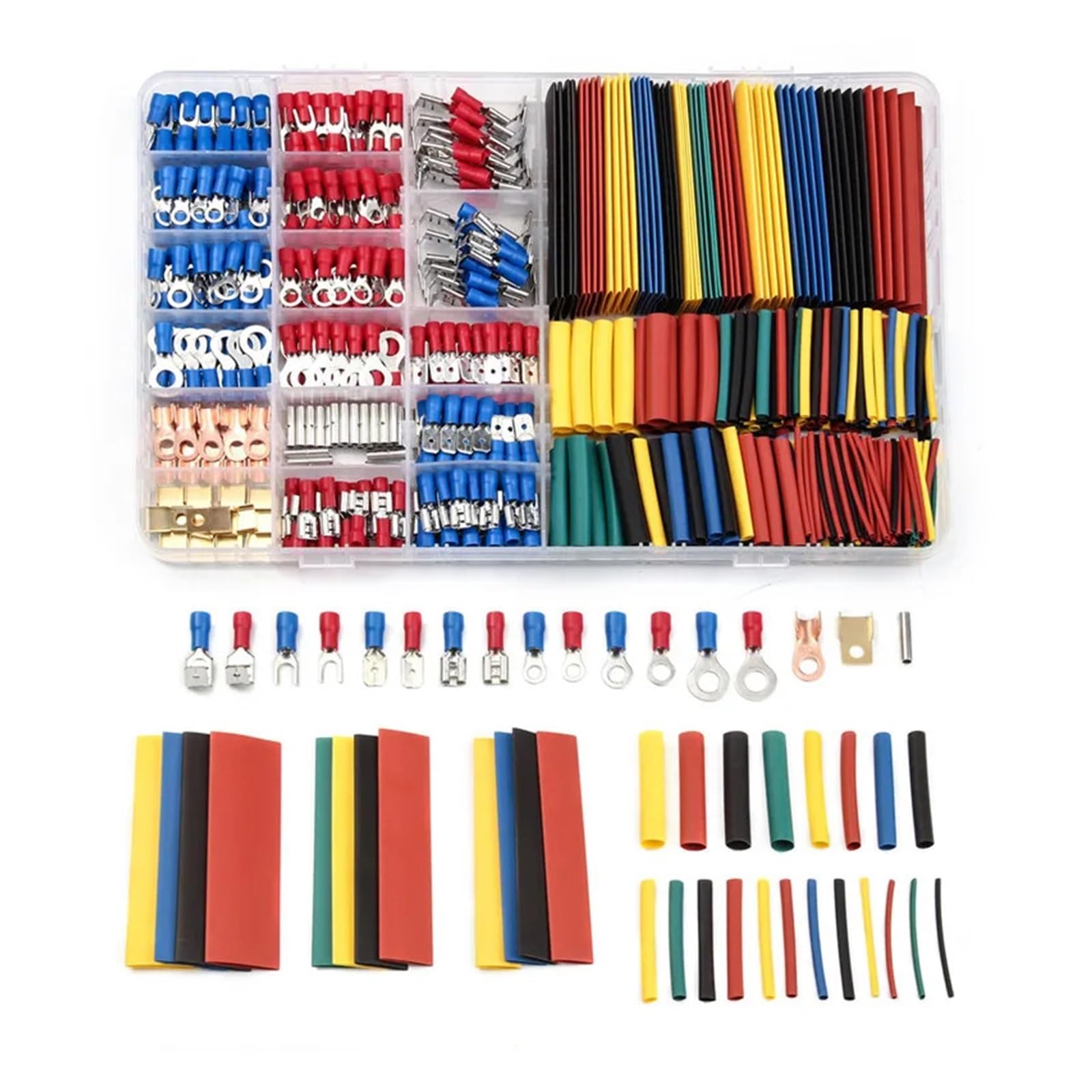 BYLSAGWHT 350Pcs Insulated Crimp Terminals Butt Connector Set 2:1 328Pcs Assorted Heat Shrink Tubing Electrical Shrinkable Sleeveing Tube