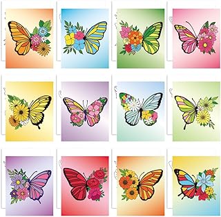 GLASSWINDS 12 Pcs Pre Drawn Canvas to Paint for Adults, 8 x 10 Inch Paint Canvases for Painting, Pre Printed Canvas Set Sip and Paints Kit for Paints Party Favors(Butterfly)