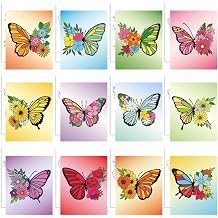 GLASSWINDS 12Pcs 8 x 10 Inch Pre Drawn Canvas to Paint for Adults, Paint Canvases for Painting, Pre Printed Canvas Set Sip and Paints Kit for Paints Party FavorsButterfly