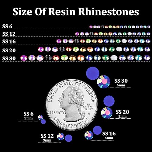 Miniatura 3 de 2500 diamantes de imitación de resina de 0.197 pulgadas a granel, color azul oscuro AB con parte trasera plana, diamantes de imitación redondos de