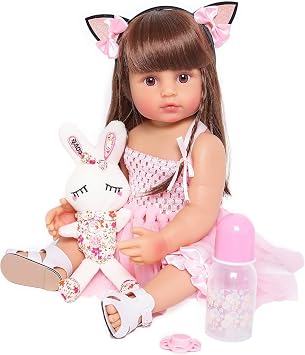 Reborn Baby Dolls Girl Full Body 20 Inch Realistic Soft Vinyl Body Newborn Baby Dolls with Blonde Long Hair Reborn Doll Toy