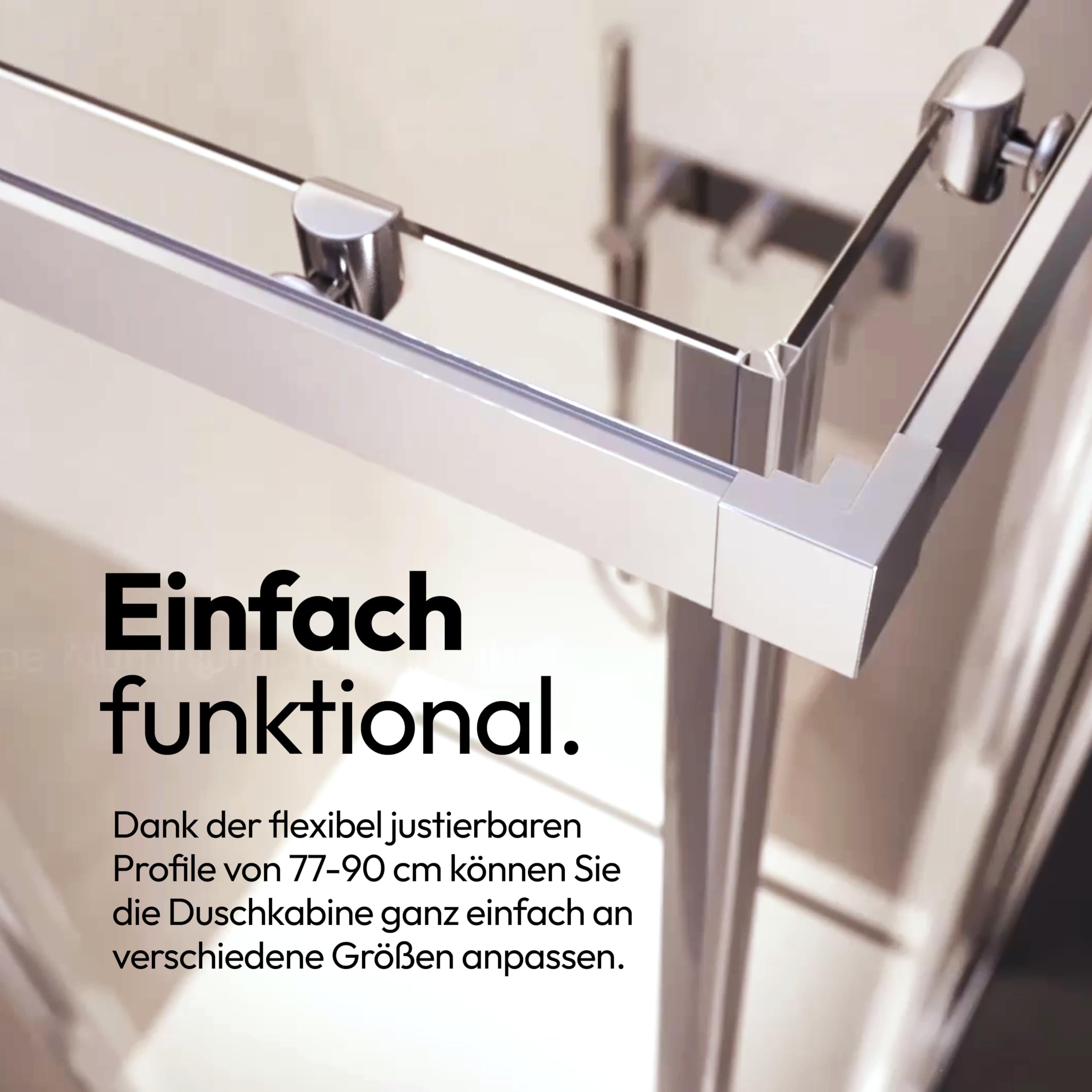 MARWELL Duschkabine Flexi 77-90x77-90-190 cm Eckdusche mit hochwertigen verstellbaren Alumuniumprofilen in silber matt Duschabtrennung mit aushängbaren Schiebetüren zur Reinigung