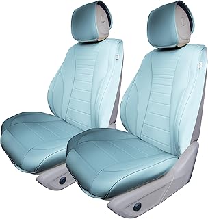 Universal Fit Grande70 Luxe Faux Leather Car Seat Covers with Sleek Pattern - Front Set Blue