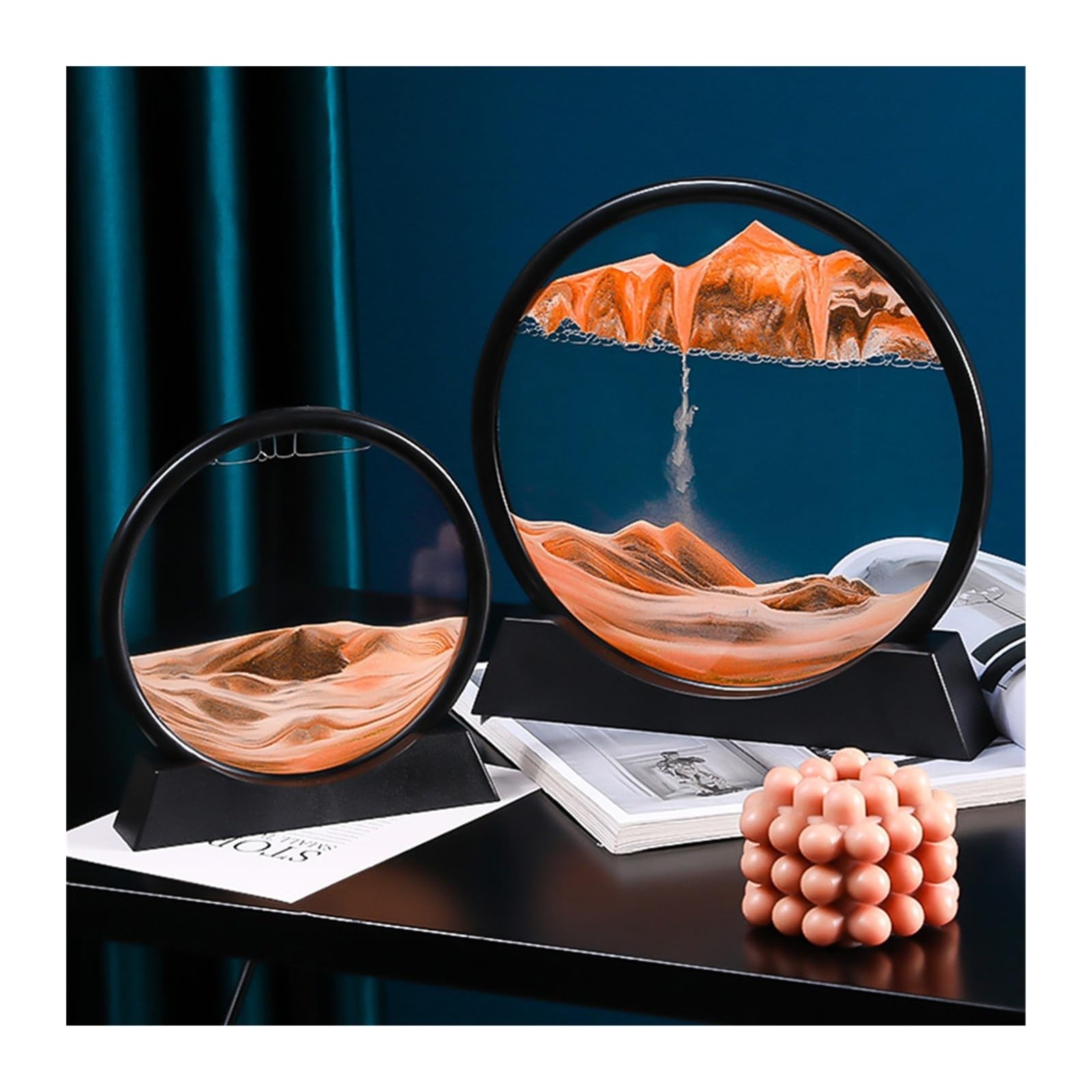 Yuomiker Imagen De Arte En Movimiento, Marco De Vidrio De Movimiento Líquido, Reloj De Arena 3D, Paisaje De Mar Profundo, Arena Fluida, Relajante, Decoración De Escritorio (azul, 12 Pulgadas