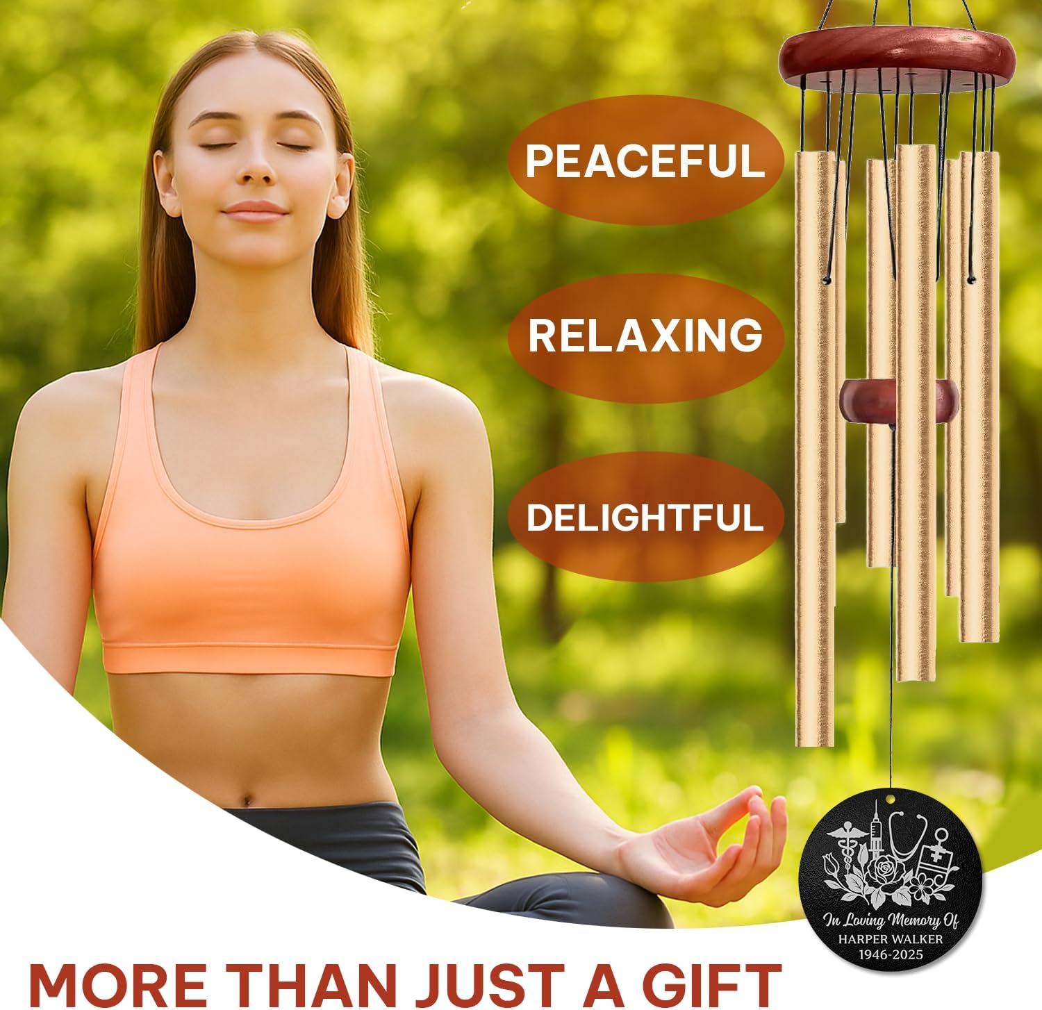 Personalized Nurse Memorial Wind Chime – “in Loving Memory” Custom Engraved Name & Years – Medical Professional Sympathy Gift – Memorial Windchime for Loss of Loved One – Caregiver Tribute Décor