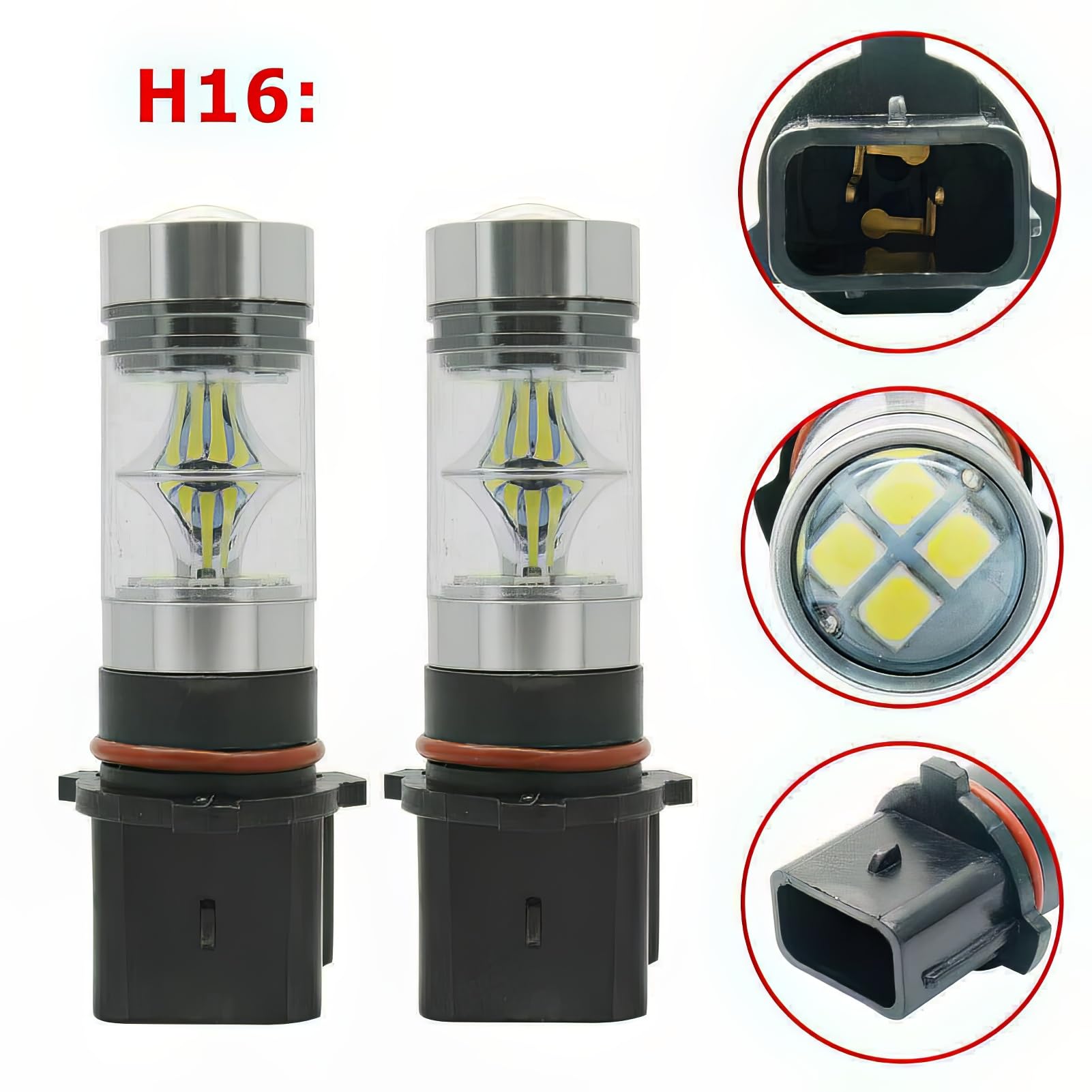 2 Ampoules LED Antibrouillard P13W 16W Blanc 6000K - Compatible Feux Diurnes DRL - Facile à Installer
