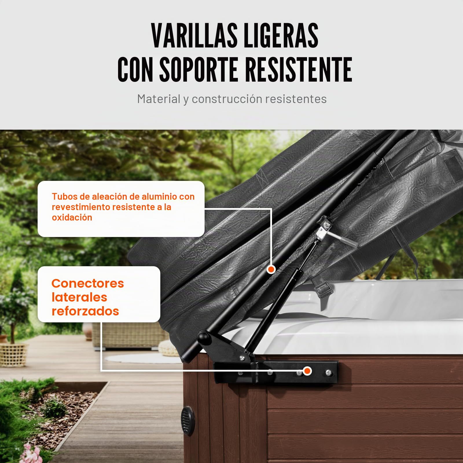 VEVOR Elevador de Cubierta para Jacuzzi Elevador de Cubierta para Spa Hidráulico Longitud 1900-2500mm Ancho 1750-2450 mm Instalado en Parte Superior en Ambos Lados para Varios Tamaños de Jacuzzis, Spa