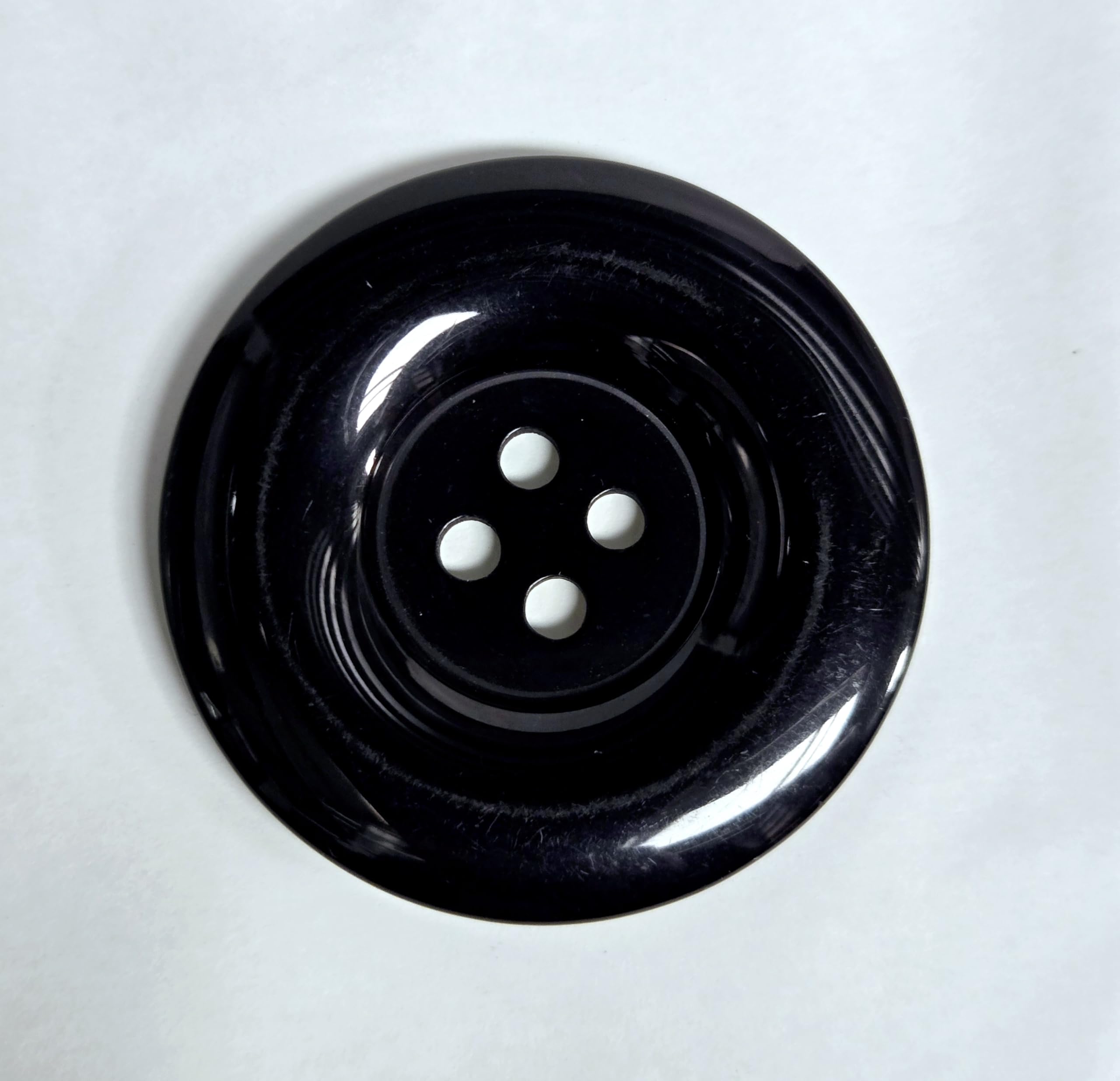 MajorCrafts 4pcs 50mm Black 4 Holes (Wide Edge) Round Large Resin Sewing Buttons Arts and Crafts Embellishments
