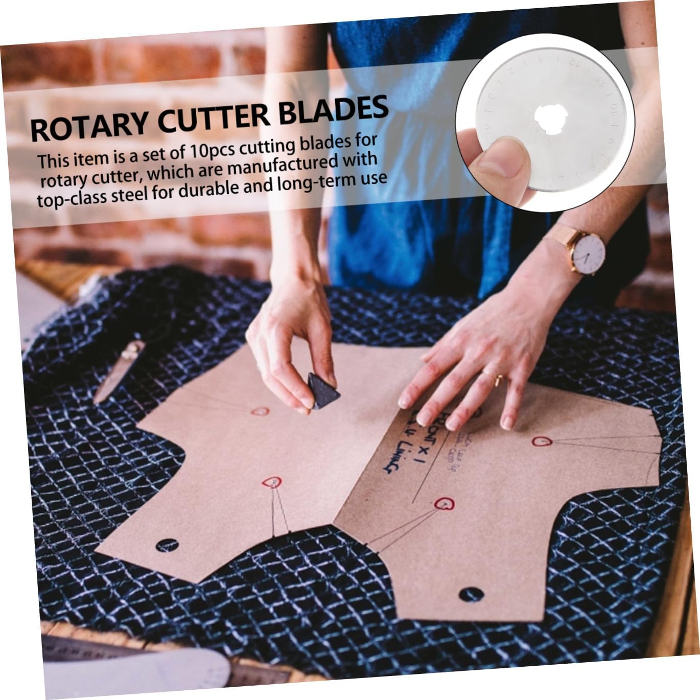 10pcs 45mm Quilting Rotary Cutter Blades Super Thin 0.3mm for Precise Fabric Leather Paper Cutting Easy Replacement Storage Case Included