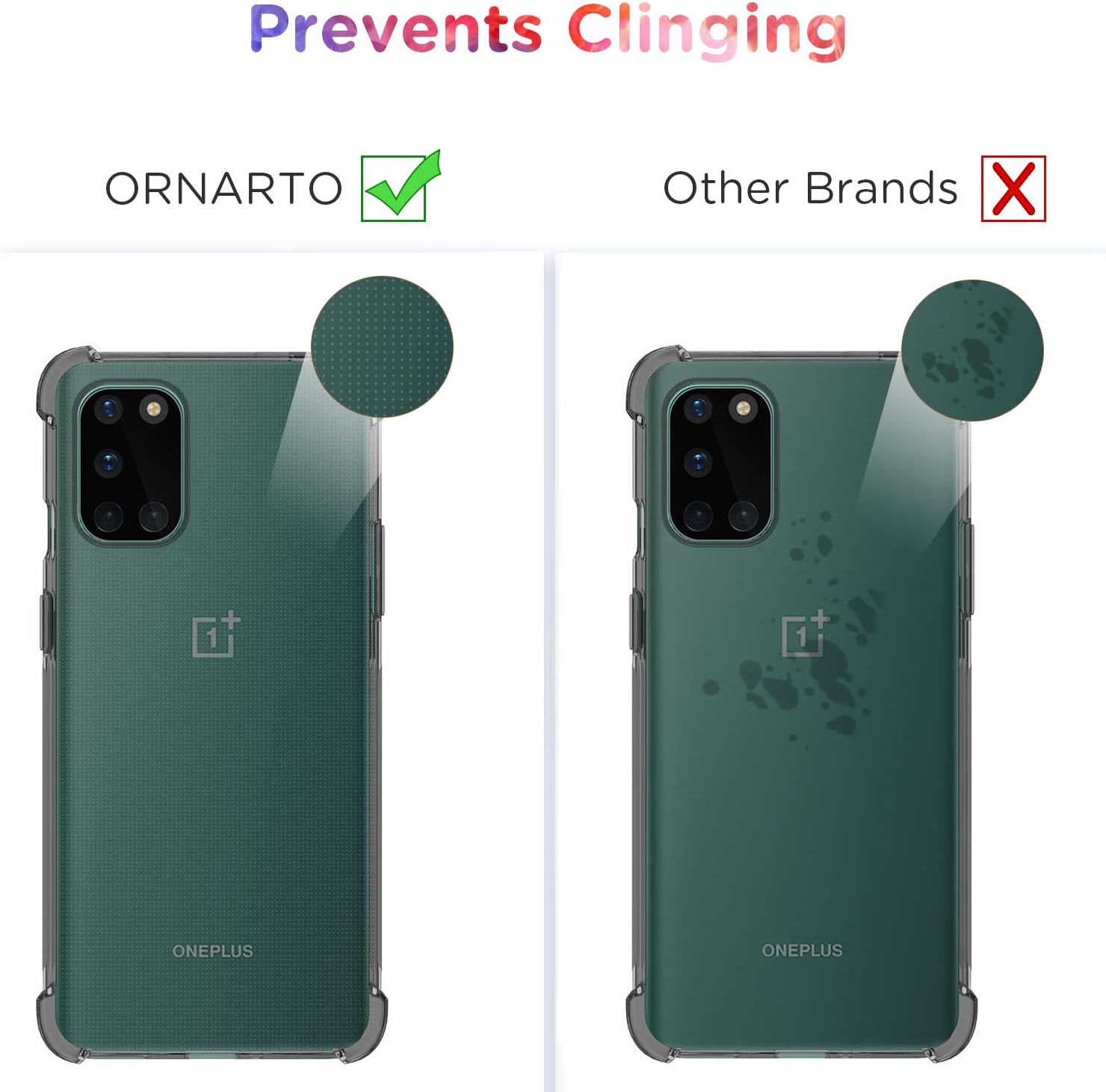 ORNARTO Case for OnePlus 8T 5G, Crystal Clear Slim Protective Cover with 4 Reinforced Corners Bumper Flexible Transparent TPU for OnePlus 8T 5G(2020) 6.55"