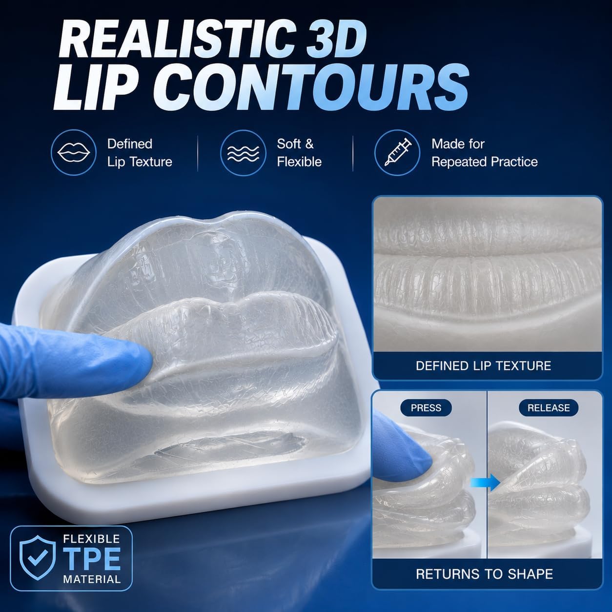Transparent Lip Practice Model for Cosmetology Training, Soft TPE Lip Mannequin Teaching Aid for Beauty School, Aesthetic Practice and Facial Skill Simulation