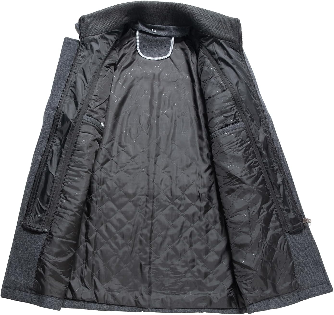 INVACHI Men's Wool Blend Coat Warm Winter Trench Coat with Detachable Soft Scarf Single Breasted Pea Coat - Image 3