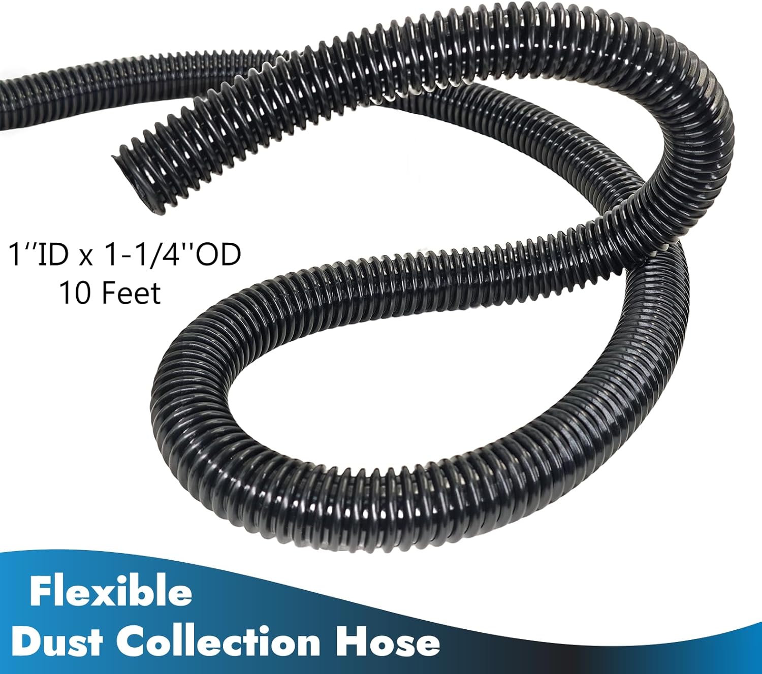 10FT Dust Collection Hose Kit Flexible Power Tool Hose with 5 Threaded Fittings Compatible with Multiple Types/Brands of Power Tools & Workshop Vacuums