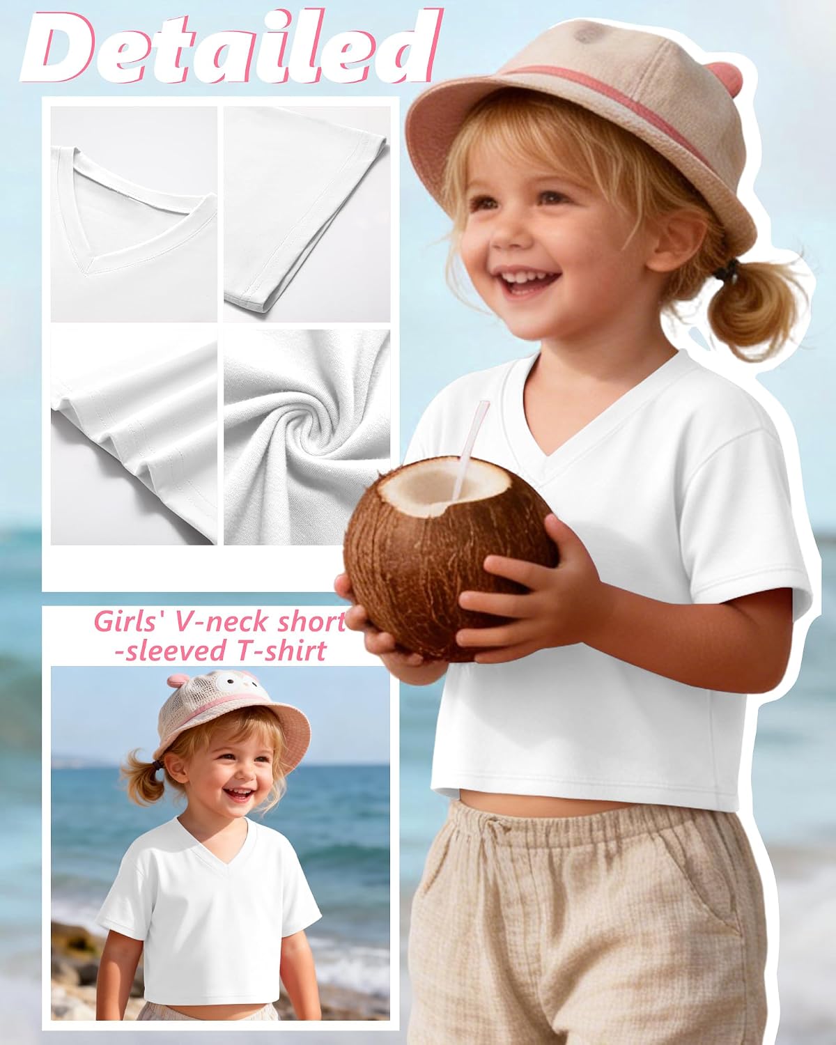 Girl Toddler Short Sleeve T Shirts Casual Crop Top V Neck Cropped for Toddler Girl Cute Summer Basic Tees