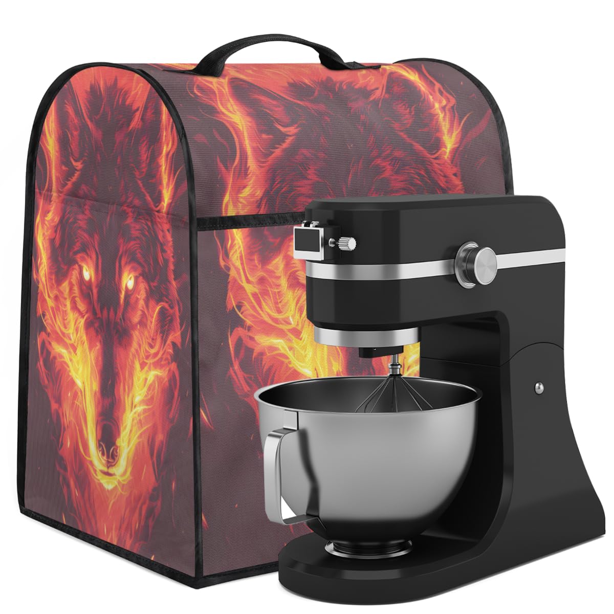 Coffee Maker Cover Flame Wolf Pattern Kitchen Appliance Covers Small Appliance Covers Blender Cover Juicer Cover Dust Covers for Kitchen Appliances with Top Handle and Pockets,Washable,C566