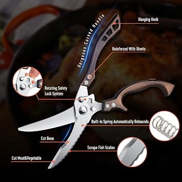 DRAGON RIOT Professional Poultry Shears Sharp Chicken Scissors with Gift