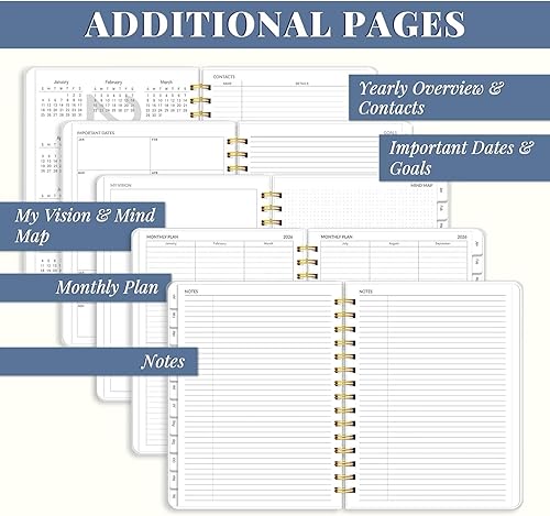 Miniatura 6 de Agenda 2026 8.5 x 11, planificador semanal y mensual grande con pestañas, calendario diario espiral A4 2026, agenda de 12 meses de enero a