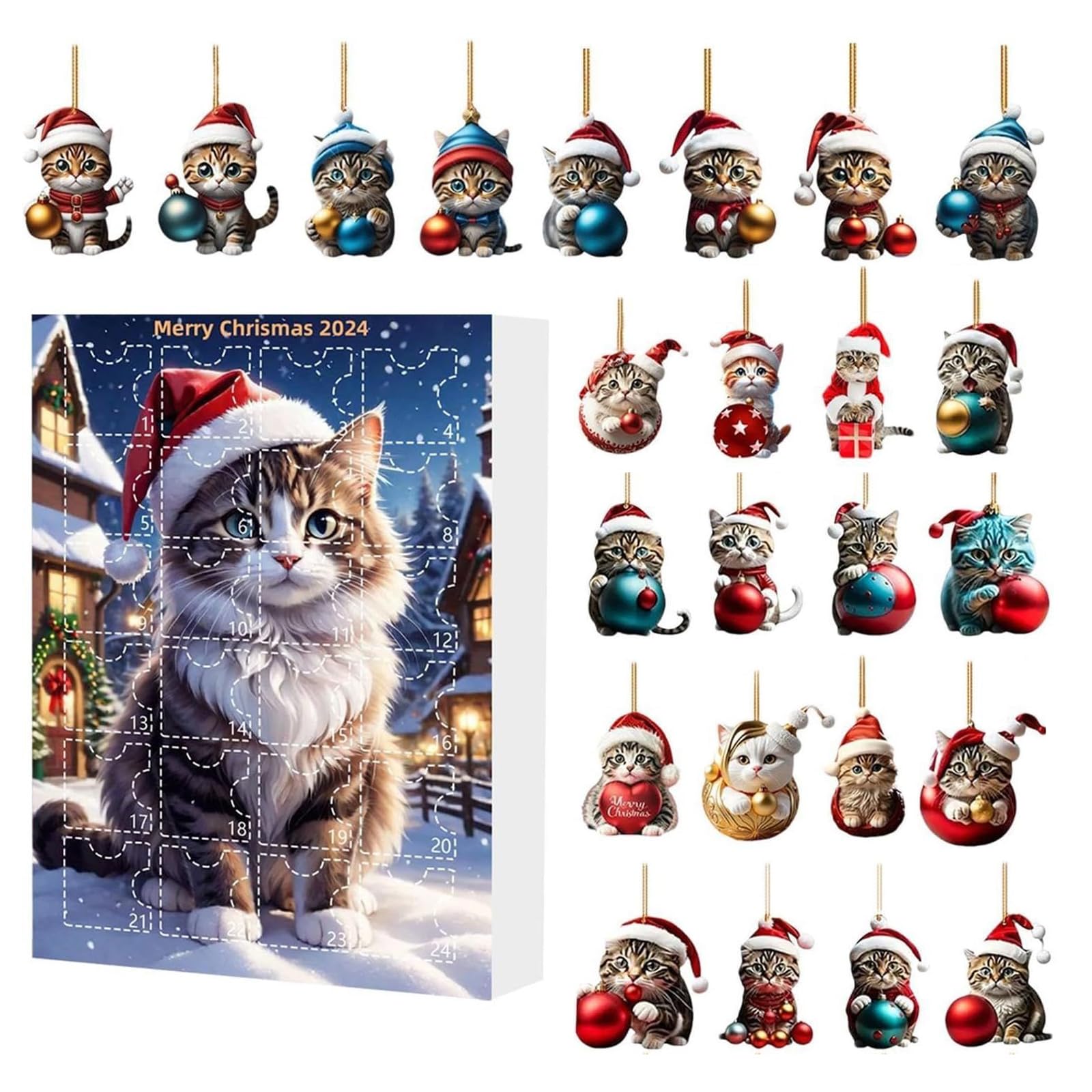 AYNKH 2024 Christmas Holiday Advent Calendar, Funny Animal Advent Calendar, 2D Ornament Advent Calendar