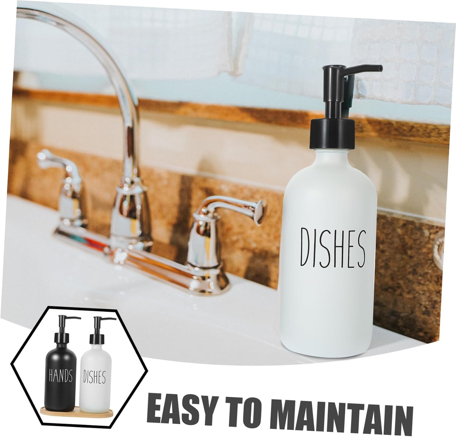 Ipetboom 500ml Glass Lotion Dispenser Set with Bamboo Tray Refillable Soap Pump Bottles for Bathroom and Kitchen Easy to Use