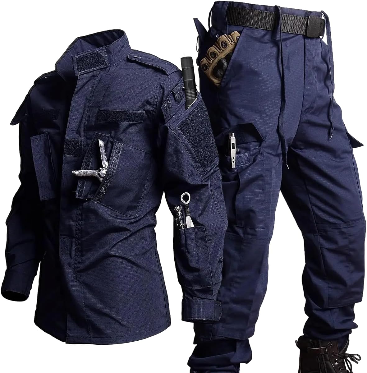 Conjunto de uniforme militar táctico WAHYI ACU, chaqueta de combate para hombre, traje de pantalones | Estación al aire libre ligera del equipo de la ropa de Paintball Airsoft de la caza del Ripstop del ejército cuatro estaciones