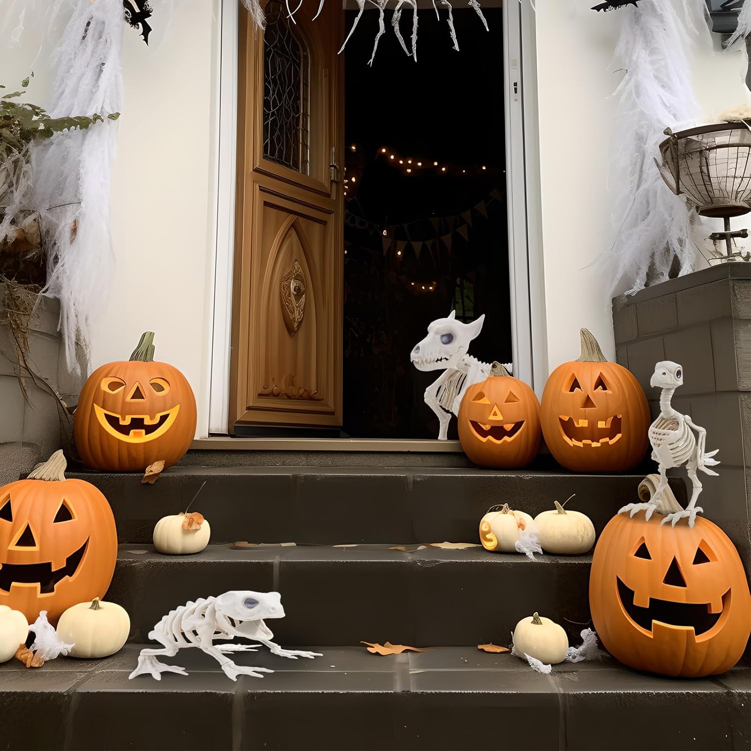 3PCS Animal Skeleton Figurines, Plastic Skeleton Dog Crow Frog Ornaments, Halloween Decorations for Home Office Desk, Spooky Party Favors & Gifts for Men Women - Image 6