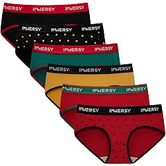 INNERSY Womens Underwear Cotton Hipster Panties Mid Rise Briefs Tagless Wide Waistband 6 Pack