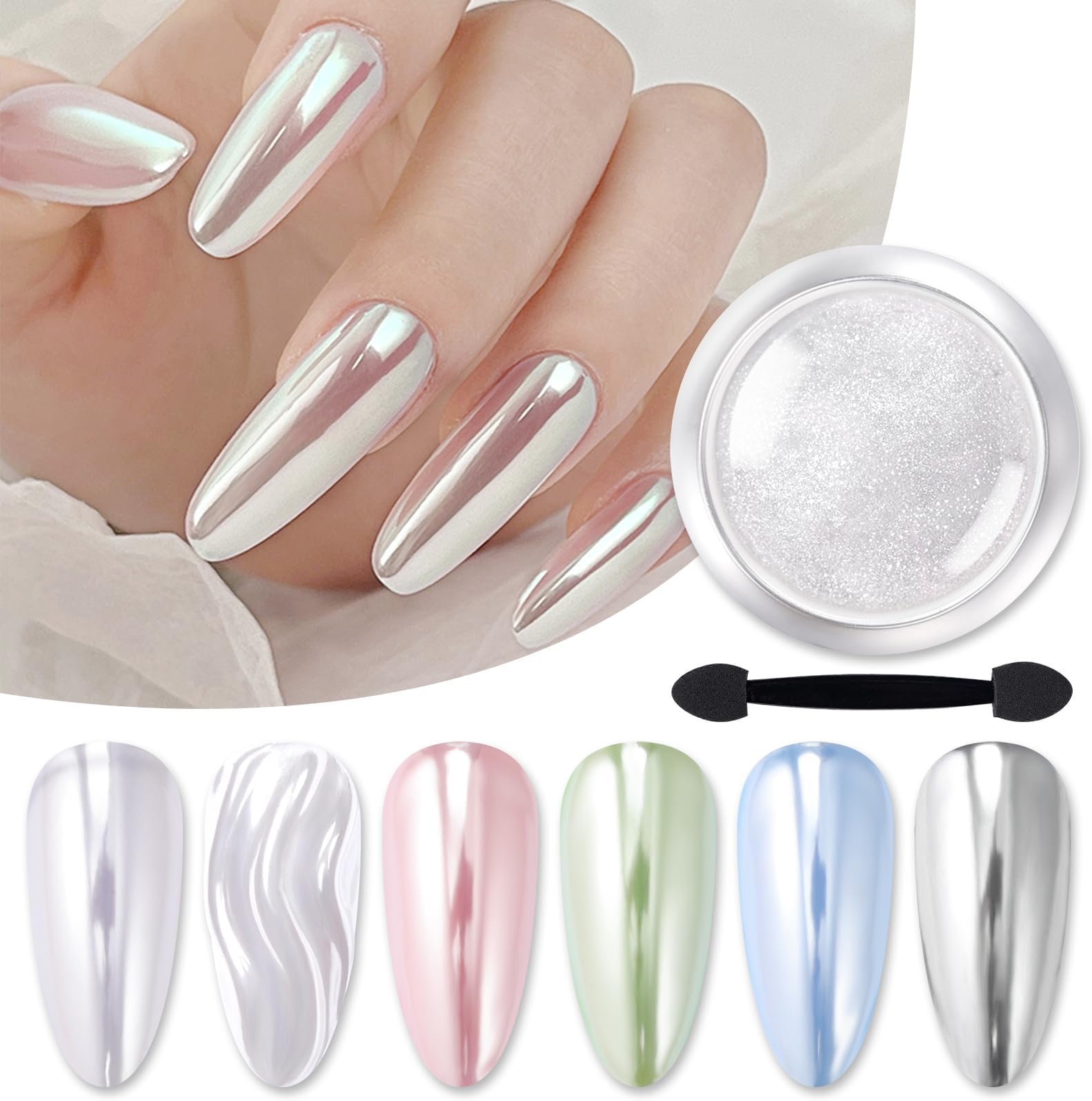Silver Chrome Nail Powder Super Glossy Mirror Effect Metallic Nail Powder Nail Glitter Manicure Pigments for Nail Art Design