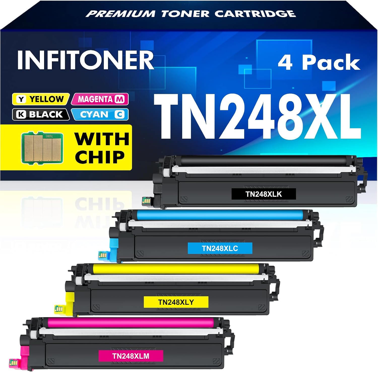 TN248XL TN248 TN-248XL TN-248 Toner: Kompatibel für Brother TN248CMYK MFC-L3760cdw DCP-L3560cdw MFC-L3740cdwe HL-L3240cdw HL-L3220cw MFC-L8390cdw MFC-L8340cdw TN 248XL 248 TN-248VAL
