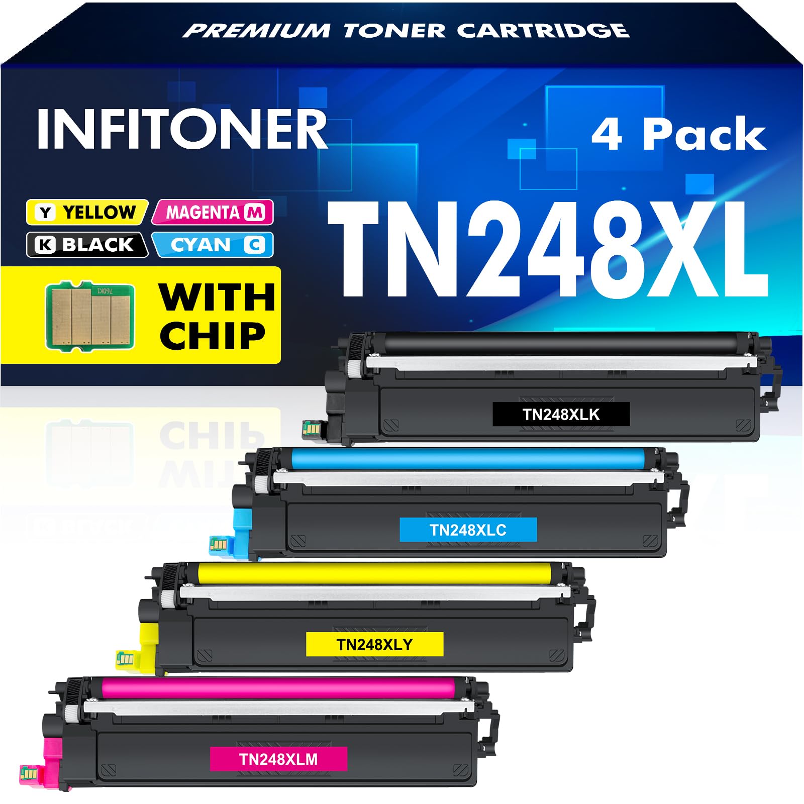 TN248XL TN248 TN-248XL TN-248 Toner: Kompatibel für Brother TN248CMYK MFC-L3760cdw DCP-L3560cdw MFC-L3740cdwe HL-L3240cdw HL-L3220cw MFC-L8390cdw MFC-L8340cdw TN 248XL 248 TN-248VAL