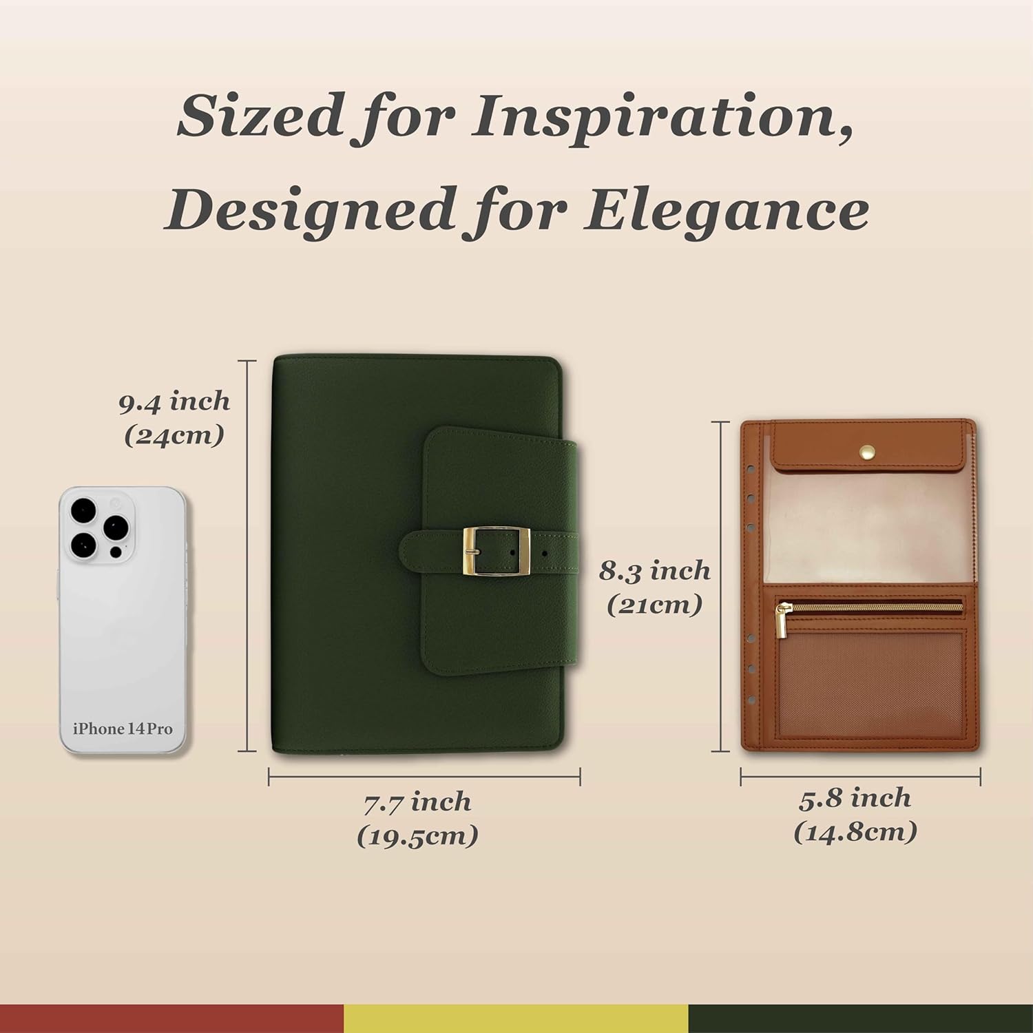 EGOSUNNY® Luxury A5 PU Leather Binder Gift Set – 5.8" x 8.3" Elegant 6-Ring Journal with Undated Planner Cover, 80 Sheets Refill Paper, 5 Dividers, Removable Pouch - for Work, School & Personal Use