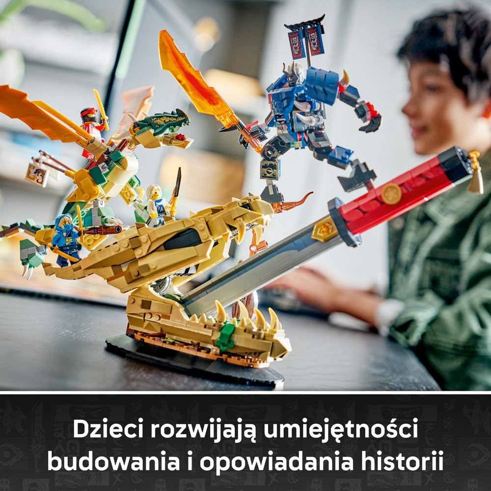 LEGO NINJAGO Bitwa o Smocze Ostrze 71871 | zestaw bitewny ninja, zabawka akcji, prezent dla chłopca i dziewczynki 9+, pojedynek ninja, 1016 elementów