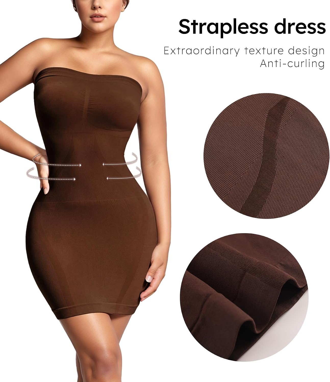 Strapless Shapewear Slip for Women Tummy Control Slimming Seamless Full Body Shaper Under Dresses