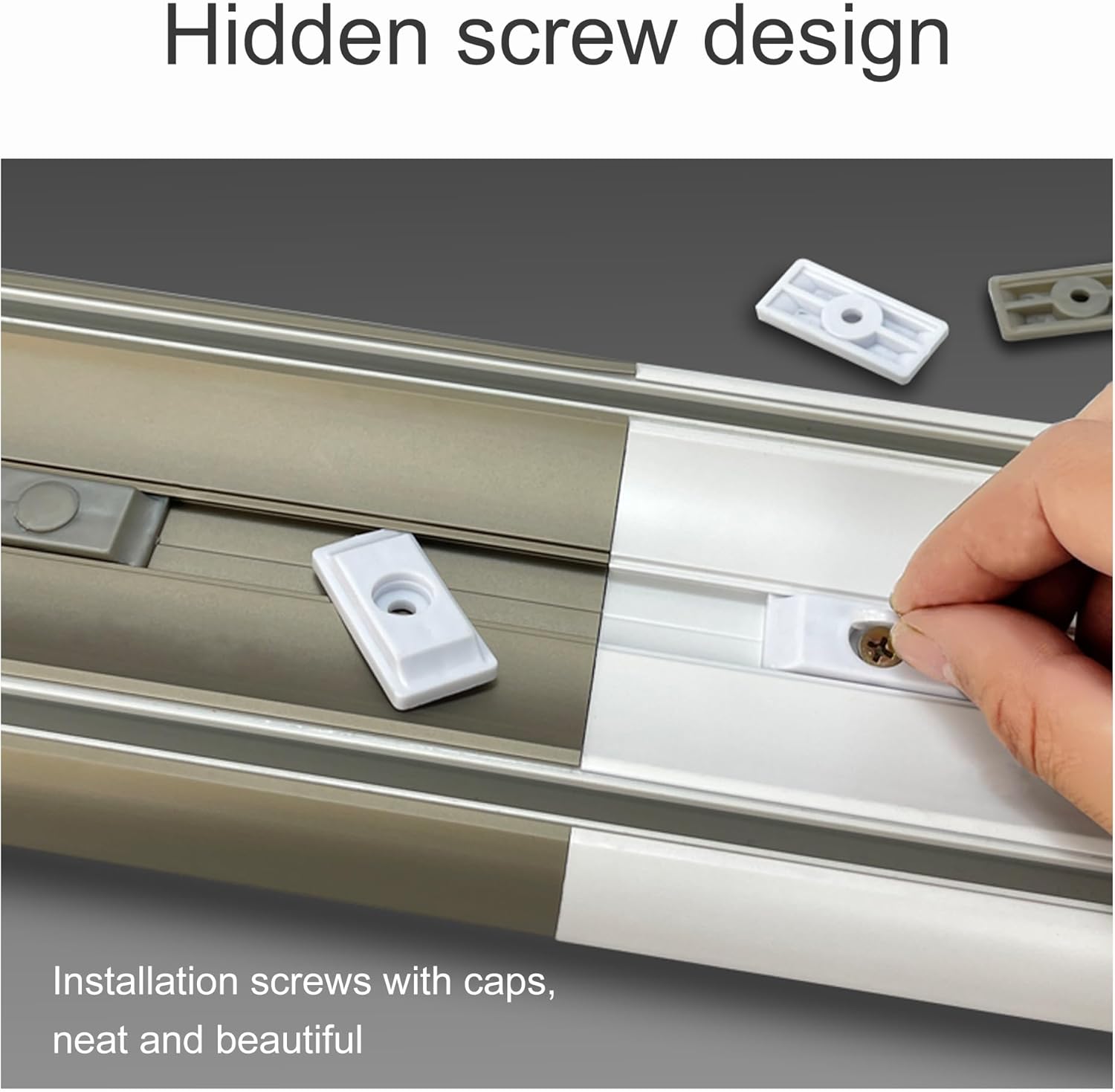 Silent Aluminum Double Curtain Track System Ceiling Mount with Hidden Connectors Modern Window Treatment Rail Kit for Living Room, Bedroom, Office(Milky white,2.5m/8.2ft)