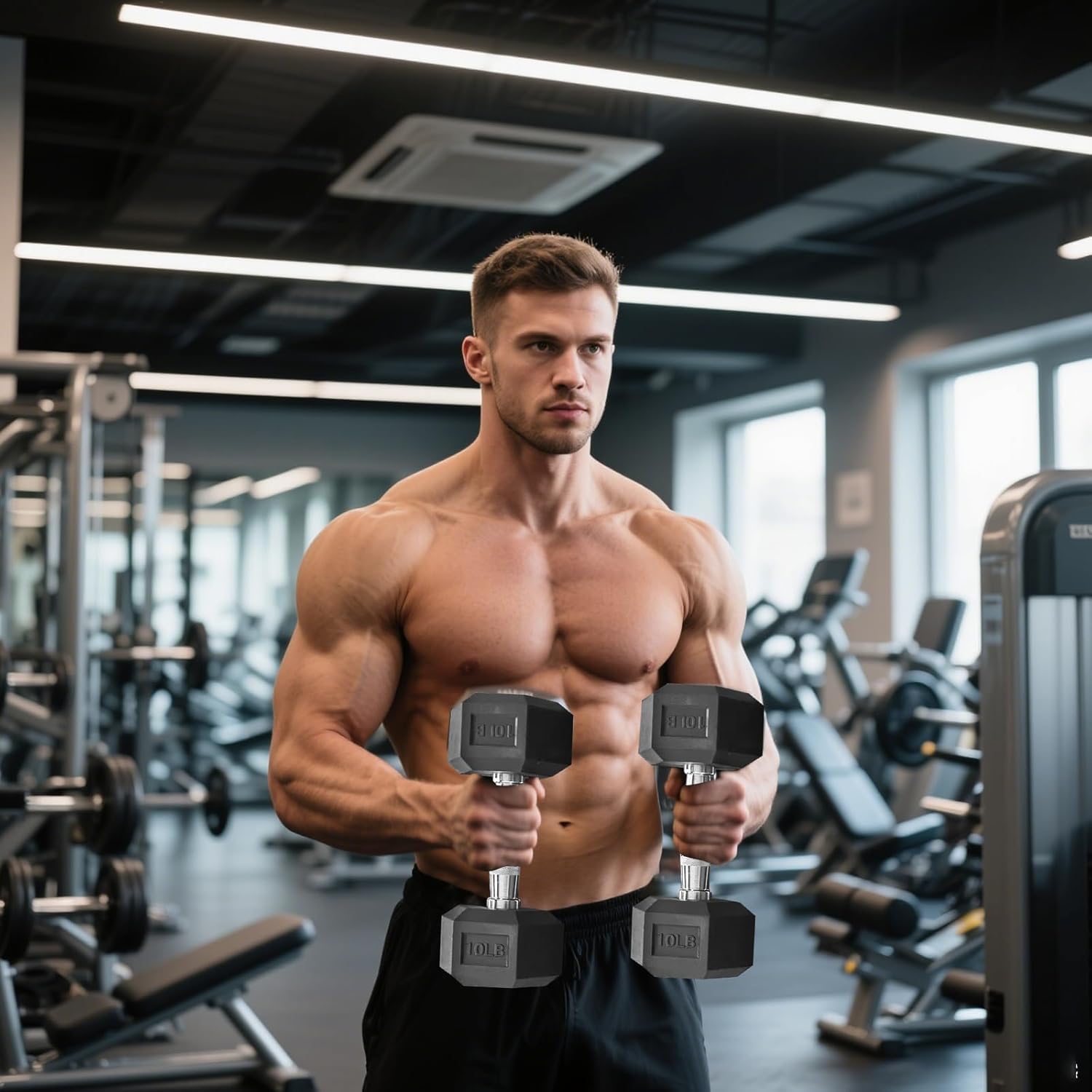 Dumbbell Set 15 lb-550 lb, Rubber Hex Free Weights Without Rack, Heavy-Duty Home Gym Equipment for Strength Training, Muscle Building and Full Body Workouts