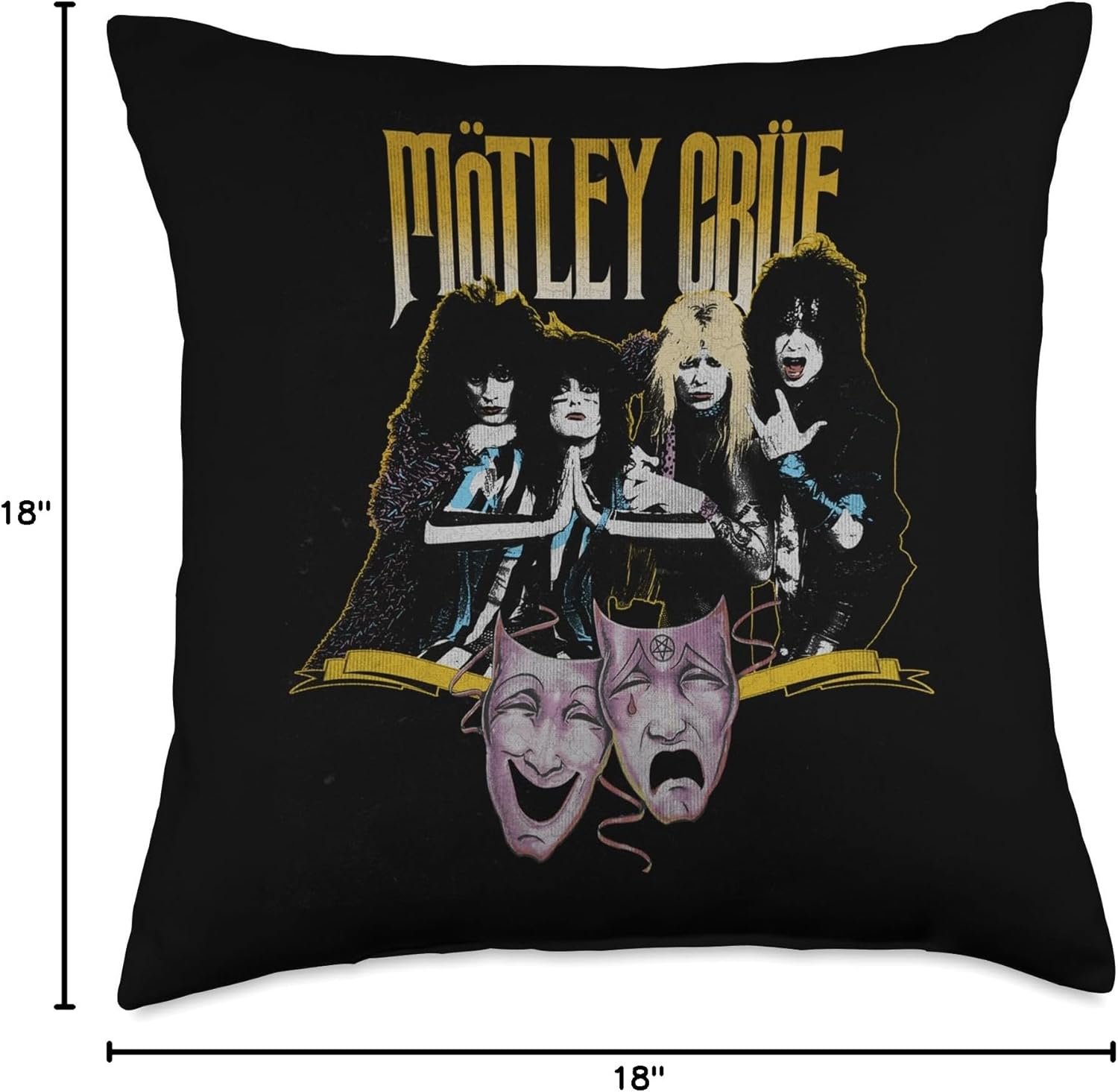 Mötley Crüe Theatre Vintage Throw Pillow