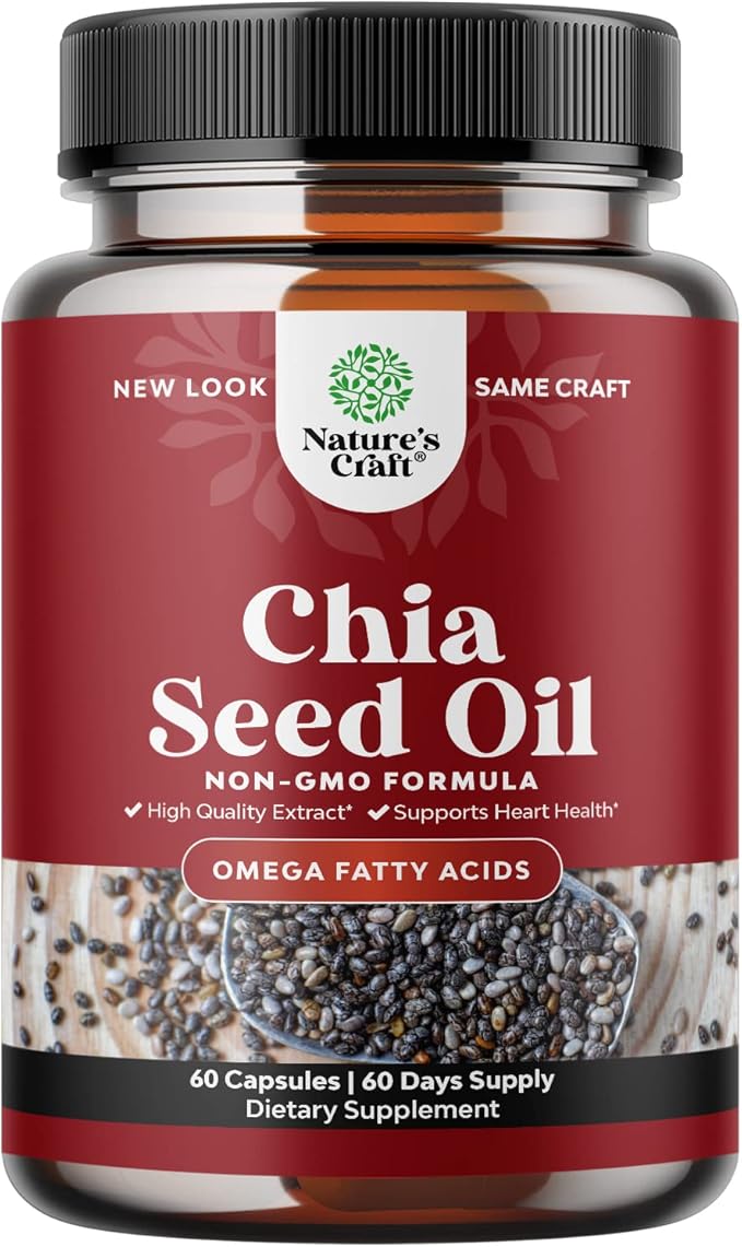Chia Seed Oil Extract Capsules Plant Based Omega 3 6 9