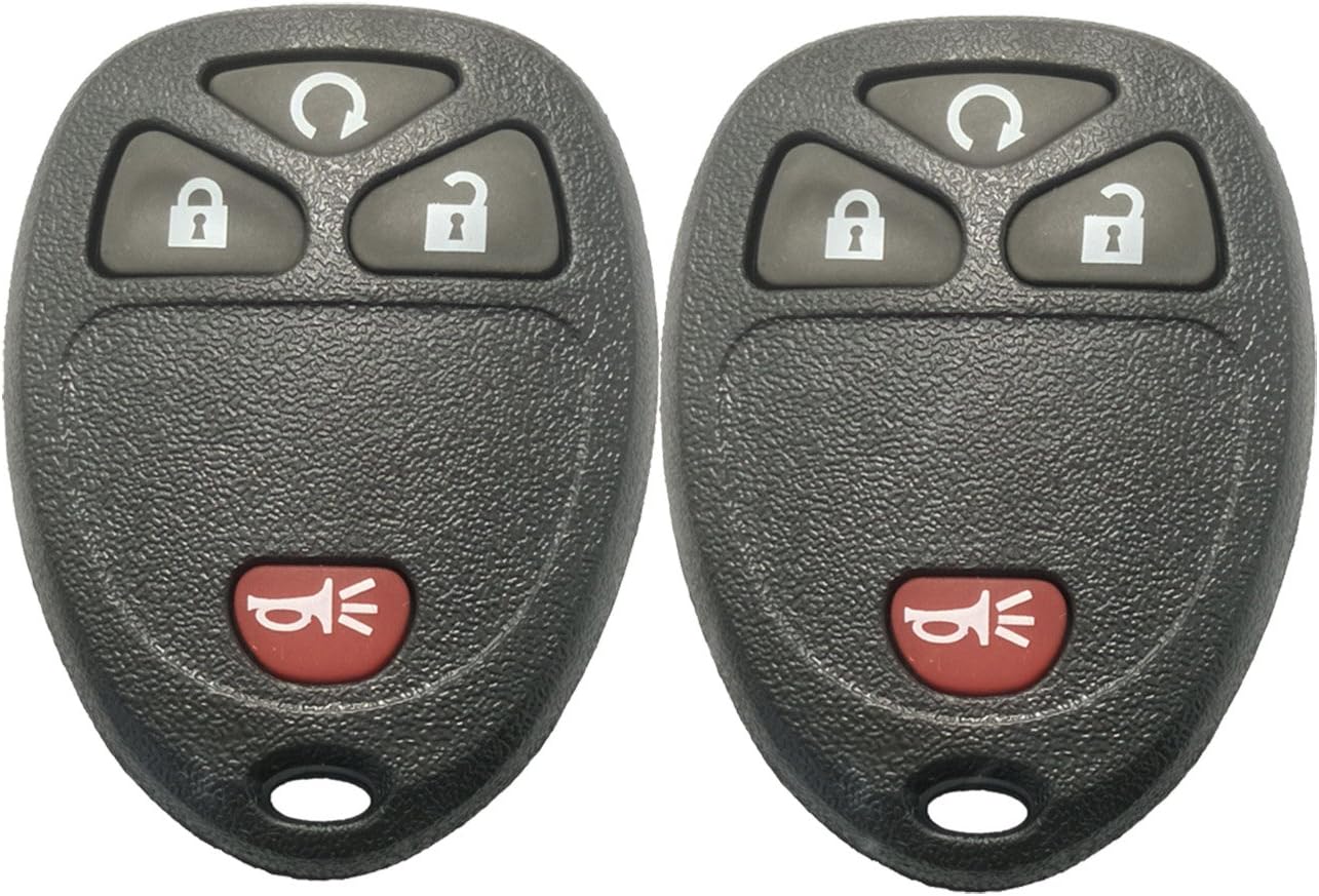Keyless Entry Remote Car Key Fob Shell Case Fit for GM GMC Chevrolet Chevy Buick 4 Buttons Replacement with Button Pad (2 Key Shell)