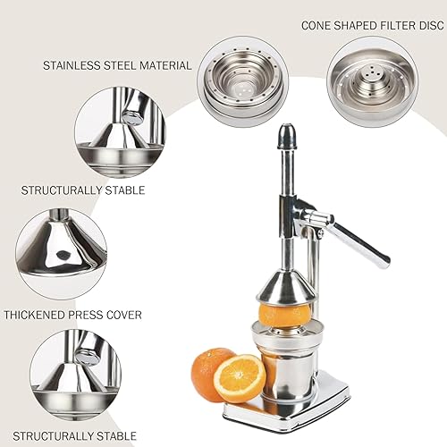 Miniatura 7 de Xoeryoy Exprimidor manual de acero inoxidable resistente de prensado manual fácil de limpiar exprimidor de limón para la cocina del hogar