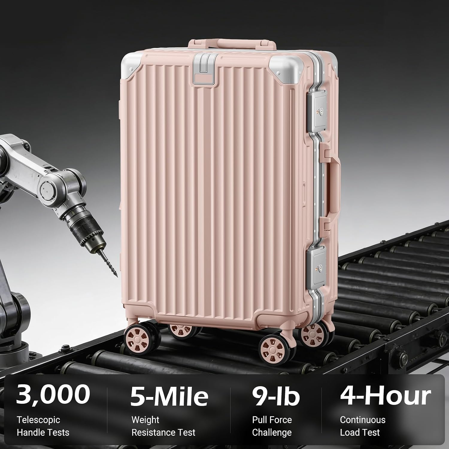 Carry on Luggage Aluminium Frame with Cup Holder, 20 Inch Zipperless Luggage with Spinner Wheels,Carry On Suitcase 22x14x9 Airline Approved for Business Travel