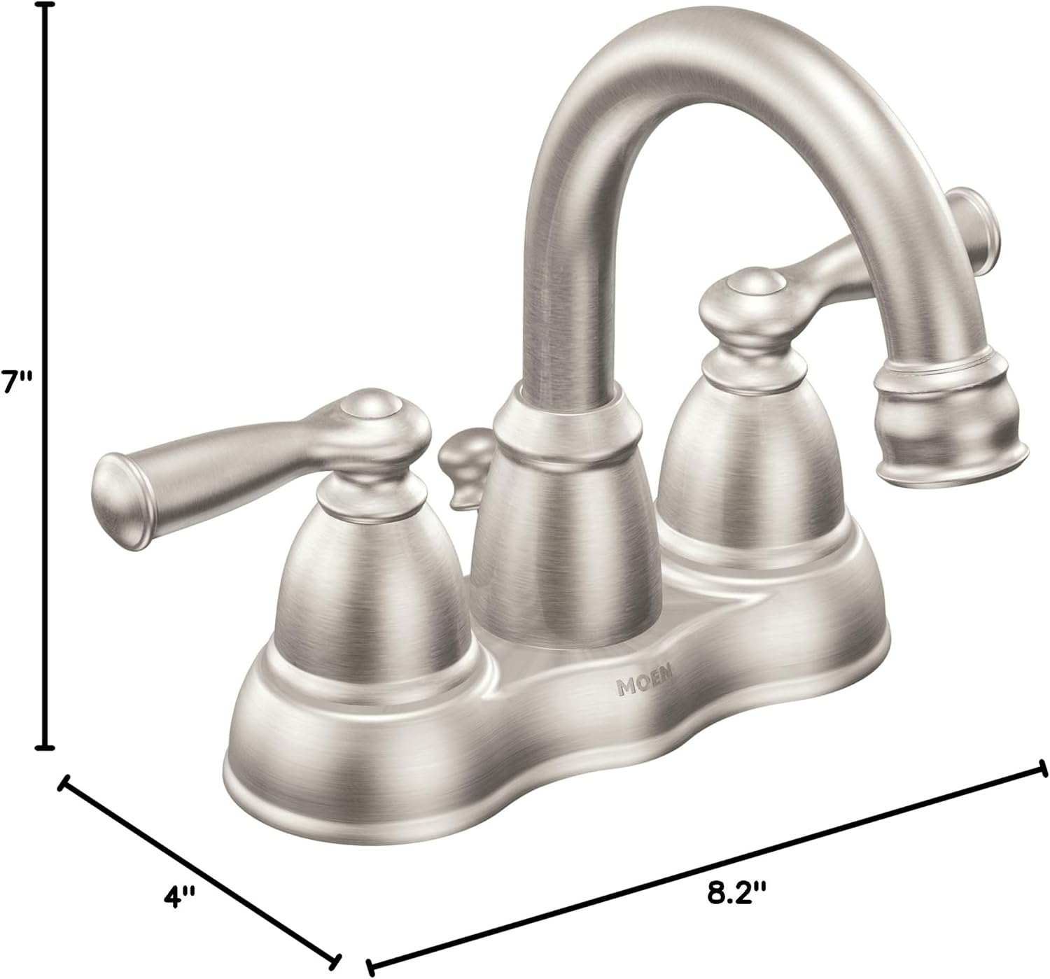 Moen Weylon 84790SRN Spot‑Resist™ Brushed Nickel Two‑Handle High‑Arc Bathroom Faucet – 4″ Centerset, ADA‑Compliant, WaterSense Certified