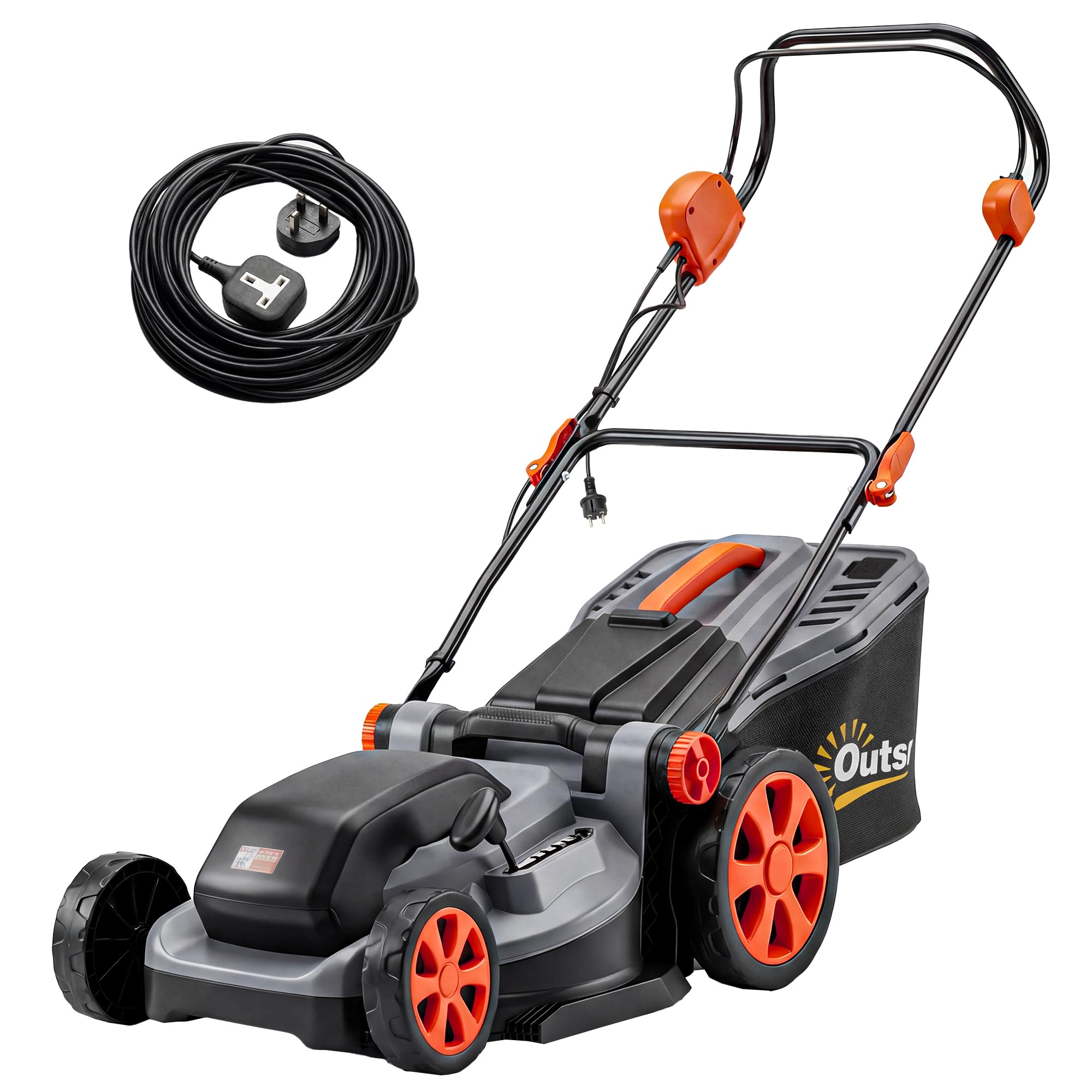Outsunny 1800W Electric Lawnmower Corded, 40cm Cutting Width, Light Grey