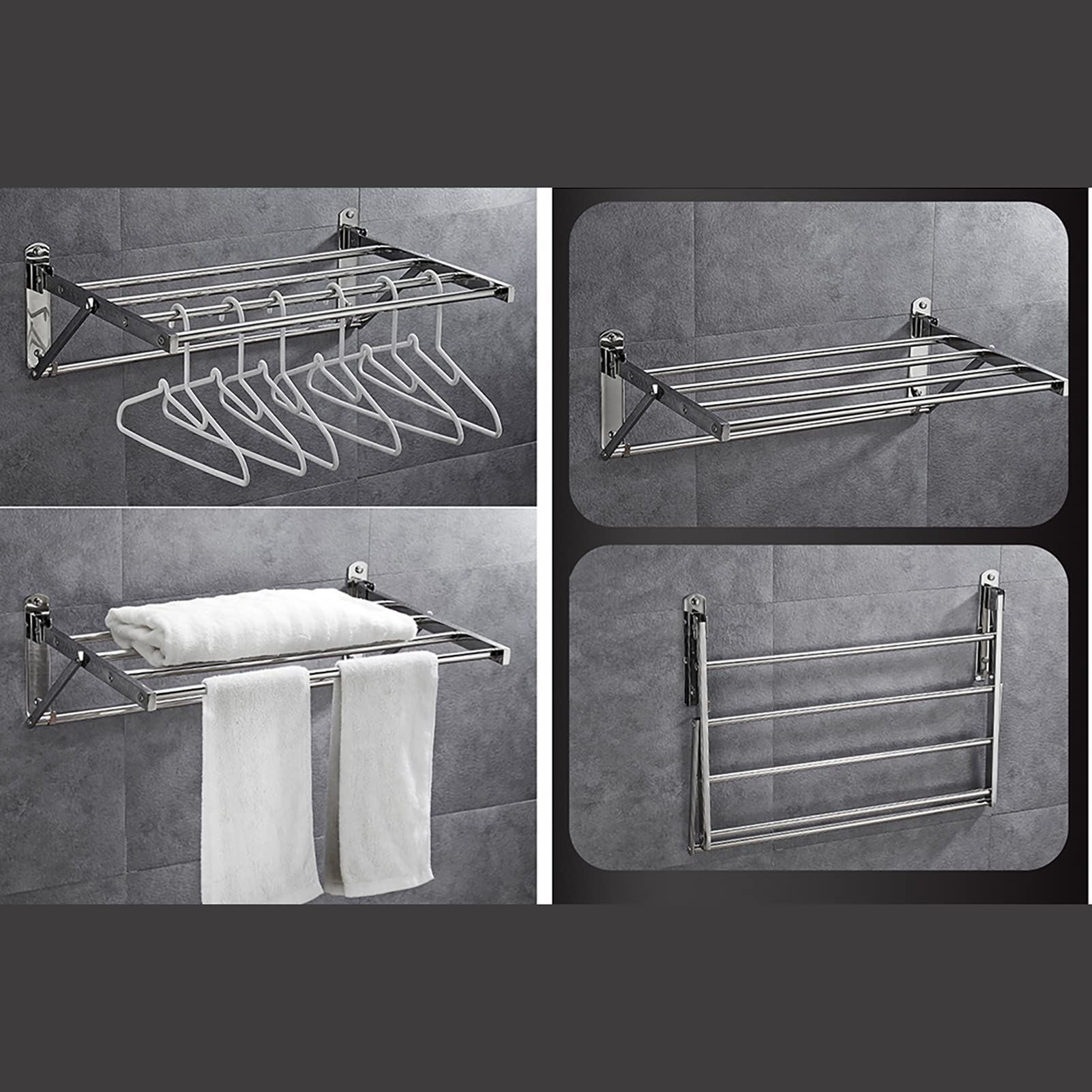 Stendibiancheria a Parete, Stendibiancheria per Interni in Acciaio Inossidabile Balcone Stendibiancheria Pieghevole Davanzale Stendibiancheria a Parete per Uso Domestico Stendibiancheria,60cm ( 100cm)